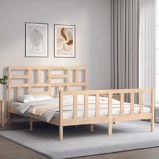 Image of WALPLUS Solid Pine King Size Bed 160x200 cm Wooden Frame