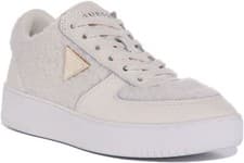 Image of Guess Sidney Baskets 4G Logo Printed Womens Trainer In Cream UK 3 - 8