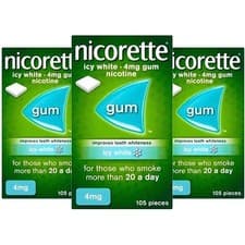 Image of 6 x 105 Nicorette ICY WHITE Flavour 4mg Gum  - 630 Pieces, 
