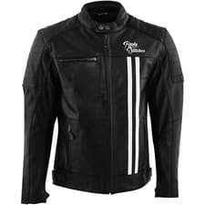 Image of Men's Motorcycle Jacket M - Rusty Stitches Cooper - Leather Jacket Black White