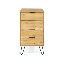 Image of Augusta Pine + Hairpin Legs Chests Bedside Wardrobe Sideboard TV Unit Dining Set