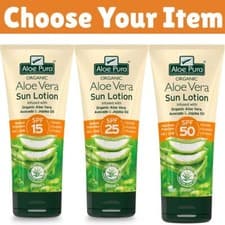 Image of Aloe Pura Organic Aloe Vera Sun Lotion SPF50 Long Lasting Shield, SLS Free 200ml