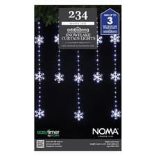 Image of Noma Snowflake Wire Curtain Light, 234 White LED's - Indoor Xmas Decoration