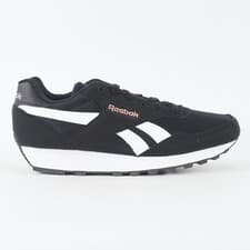 Image of Womens Reebok Rewind Run FX2957 Black White Fabric Lace Up Casual Trainers