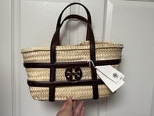 Image of NWT TORY BURCH Ella Small Raffia Straw Basket Tote Shopper