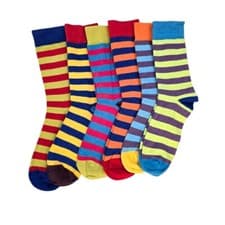 Image of Mens Cotton Rich Socks Crew Stripe Soft Work Casual 3 6 9 12 Pack 6-11