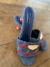 Image of Beautiful Denim Cherry Mules UK6 EU39