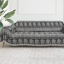 Image of Large Cotton Boho Sofa Throw Blanket for 3 Seater Sofa 180x300cm