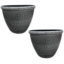 Image of 2 x Cromarty Plant Pot Large 36cm Plastic Round Flower Planter Garden Patio Tub
