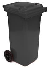 Image of 140L Wheelie Bin Black/Grey – EN840 Durable Outdoor Waste & Recycling Container