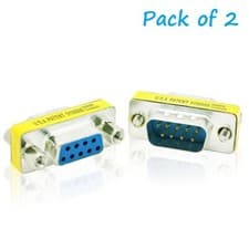 Image of 2 Pack DB9 9 Pin Male to Female M/F Gender Adapter Converter Extension RS232