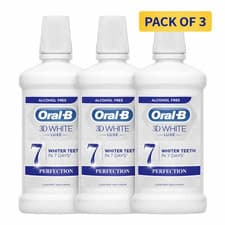 Image of Oral-B 3D White Luxe Perfection Mouthwash 500ml Clean Mint Alcohol-Free Pack of3