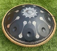 Image of Tetra Handpan Drum 22' Stainless Steel Drum MANDALA Black + Accessories Gift