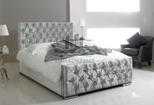 Image of Florida Crushed Velvet Diamond Upholstered Bed 3FT 4FT6 Double 5FT King Mattress