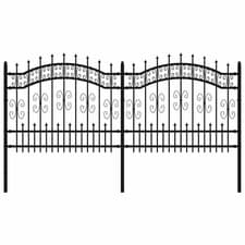 Image of Garden Fence with Spear Top Black Powder-coated Steel Fence Multi Sizes vidaXL