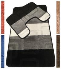 Image of 2 Piece Bath Mat Set Non Slip Toilet Pedestal Rug Shower Bathroom