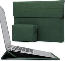 Image of Midnight Green 15-inch Laptop Sleeve with Stand, Magnetic Closure