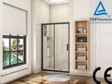 Image of Aica 1950mm Height Matt Black Frame Sliding Shower Door 1000/1100/1200/1400...