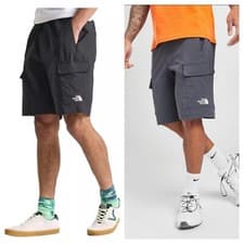 Image of The North Face Trishul Mens Cargo Activewear Swim Shorts Black Grey S TO XXL
