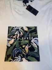 Image of Ted Baker London Floral Print T-Shirt White Graphic Tee XL