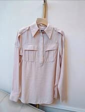 Image of RRP79 Mint Velvet Women Blouse Long Sleeve shirt Pink Peach Colour size S M L XL