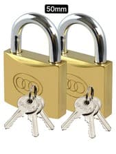 Image of 2 x Brass Padlock 32mm 38mm 50mmShort Shackle / 3 Keys luggage suitcase gym shed
