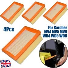 Image of 4x Flat-Pleated Filter For Karcher WD4 WD5 Premium Renovation Vacuum Cleaner