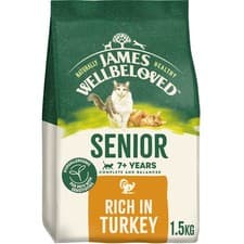 Image of 1.5kg James Wellbeloved Natural Senior Complete Dry Cat Food Rich in Turkey