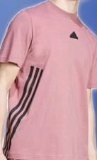 Image of ADIDAS Future Icons 3 Stripes Mens Top Red Short Sleeve 100% Cotton T-Shirt BMWT