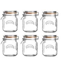 Image of 6 x 1.5L Litre Square Kilner Clip Top Glass Food Storage Jar Canister Preserver