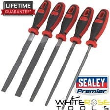 Image of Sealey Engineer’s File Set Smooth Cut 5pc 200mm Premier Round Square Flat