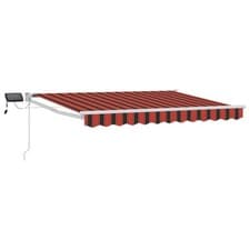 Image of Manual Retractable Awning with LEDs Polyester with PU coating Sun Block vidaXL