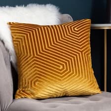 Image of Paoletti Evoke Geometric Cut Velvet Cushion | Various Colours & Sizes