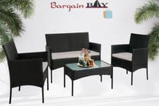 Image of Outdoor Rattan Garden Furniture Sofa Set 4 pcs Chairs Table Patio Conservatory