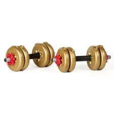 Image of York 11kg Adjustable Dumbbell Weights Set w/ 8 Vinyl Plates, Bars & Collars