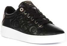 Image of Guess Ronii 4G Peony Logo Womens Trainers In Black Brown UK 3 - 8