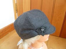 Image of MONSOON ACCESSORIZE GREY WOOL RICH BAKER BOY PEAKED HAT FLOWER DIAMANTE CAP