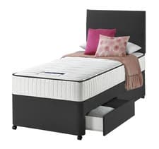 Image of Single Plush Divan Bed Set 3FT Drawer Option With Mattress for Children & Adults
