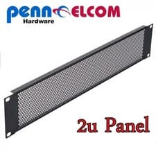 Image of 2U Black Perforated Flanged  Rack Panel Vented