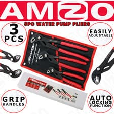 Image of 3pc Neilsen Plumbers Water Pump Pliers Pipe Wrench Grips Set 175mm to 300mm