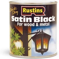 Image of Rustins Quick Dry Satin Black Paint for Wood & Metal 250ml/500ml/1L/2.5L