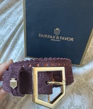 Image of Fairfax & Favor Regina Belt Plum Suede Small Adjustable Genuine Leather