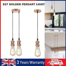 Image of Light Pendant Fitting Ceiling Rose E27 Suspension Set Rose Gold Light Base UK