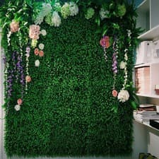 Image of Artificial Hedge Wall Panel Boxwood Leaf Garden Fence Grass Topiary Mat Decor 6X