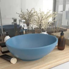 Image of VidaXL Luxury Basin Oval-shaped Matt Light Blue 40x33 cm Ceramic