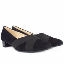 Image of Peter Kaiser "Palia" Women's Black Suede Court Shoes, Plus Fit, now *REDUCED!*