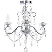 Image of Litecraft Vara Chandelier Bathroom IP44 Ceiling Light 3 Arm - Polished Chrome