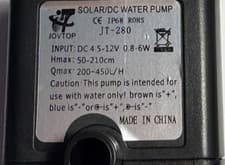 Image of 2x JOVTOP JT-280 Solar DC Water Pump IP68 4.5-12V 200-450L/H Pond Fountain