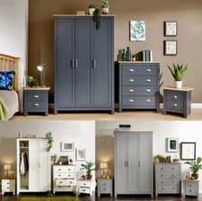 Image of Lancaster Range 3 / 4 Piece Bedroom Furniture Set Wardrobe 4 Drawer Chest Table