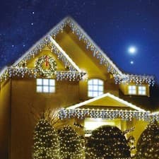 Image of 240-720 Led Christmas Xmas Icicle Lights Blue & White Snowing LED Outdoor Indoor